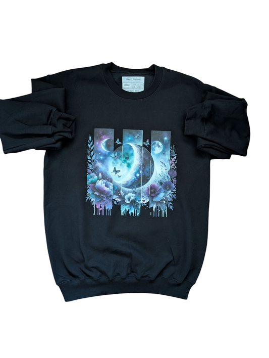 celestial sweatshirt for women, moon phase spiritual sweatshirt, cosmic streetwear outfit