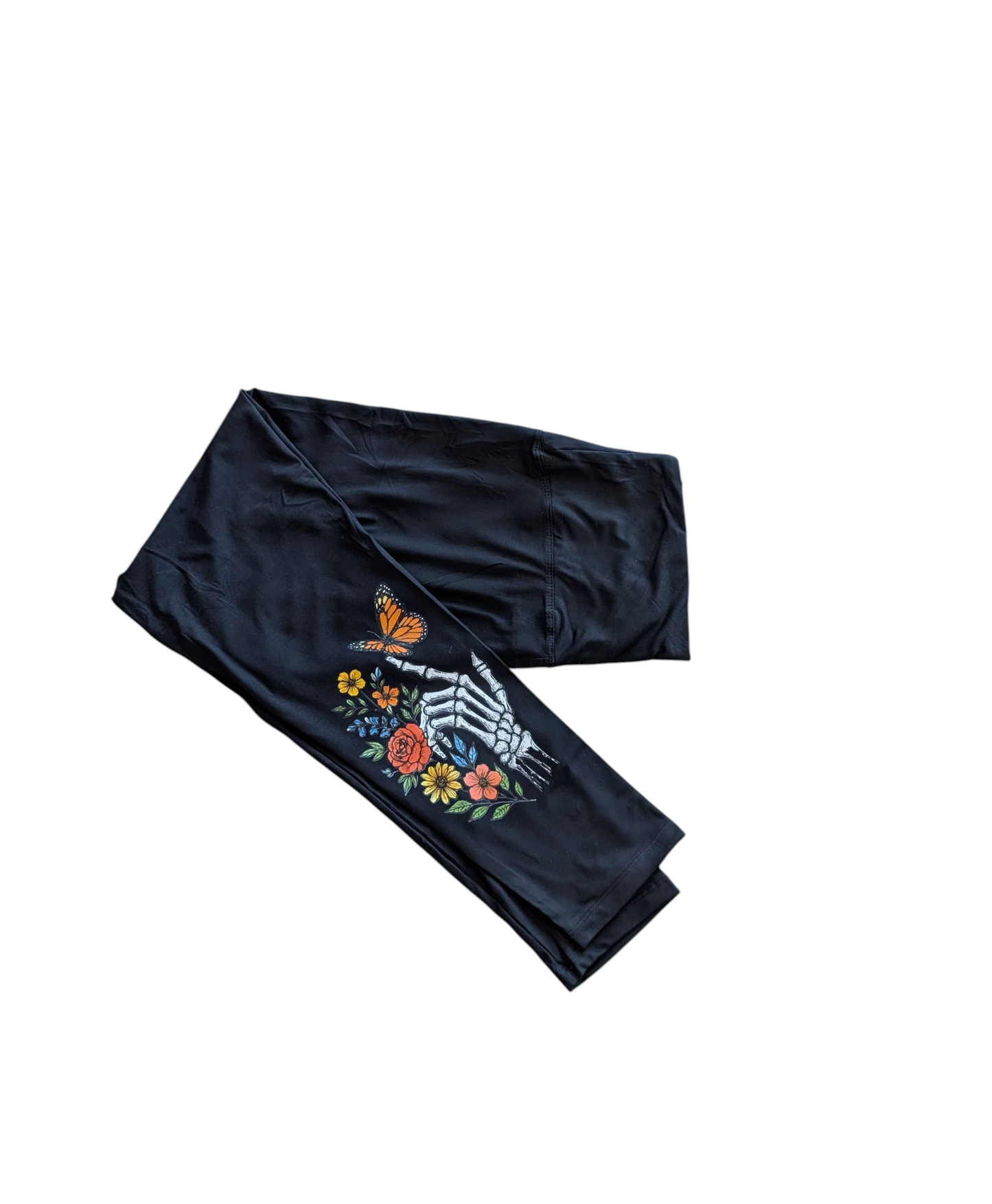 Flowers and Skelly Hand Leggings